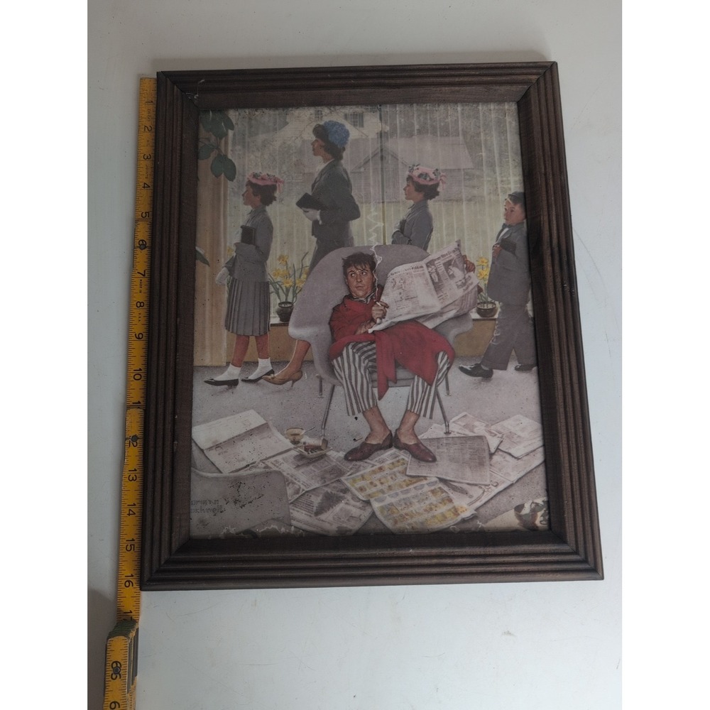 Norman Rockwell print 'Sunday Morning'  FRAMED 16.5" x 13"